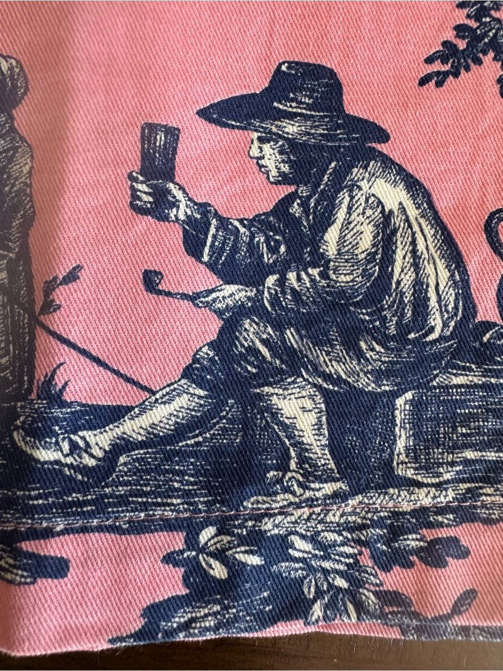 Williams Sonoma Set of 6 Pink Toile Cotton Dinner Napkins French Country - Picture 3 of 16